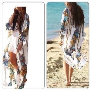 Floral Boho Kimono Swim Cover Up